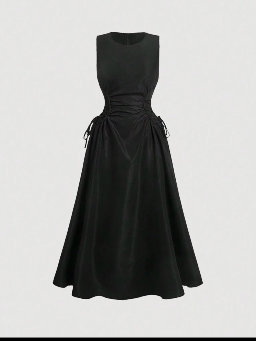 SHEIN Black Sleeveless Dress with Side Drawstrings